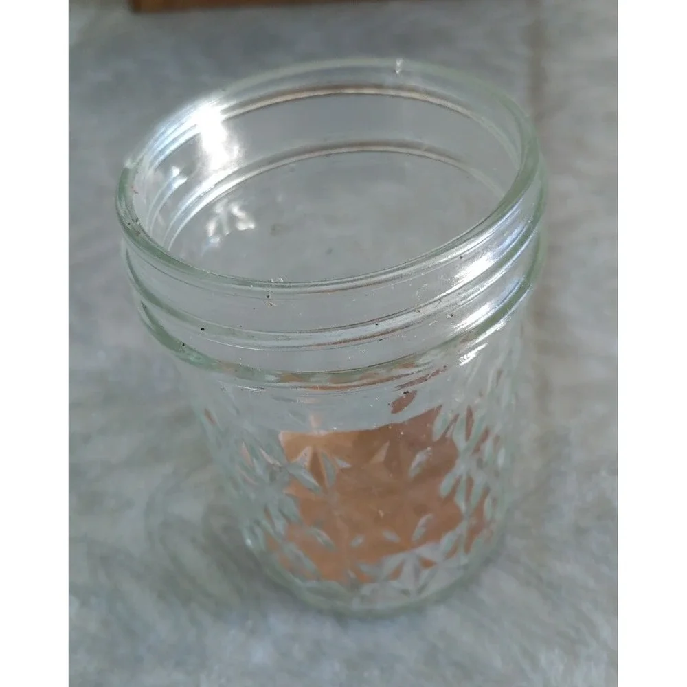 11 Vintage Ball Quilted Crystal Canning Jelly Jars 8 oz. Glass Unused Fruit Lid